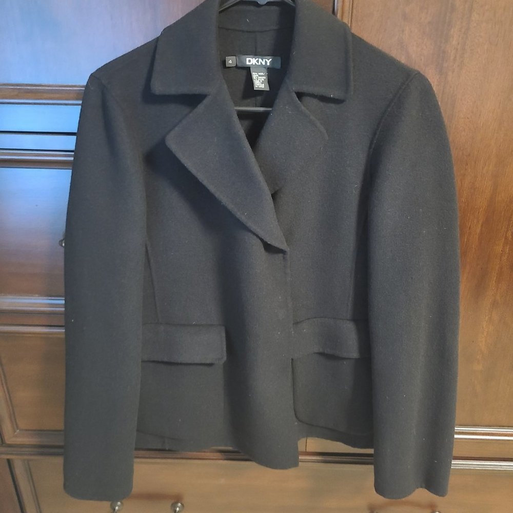 Women's Black DKNY Wool Blazer, Size 4